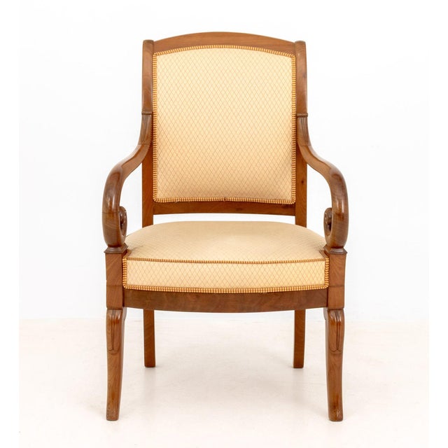 French Louis Philippe Walnut Upholstered Fauteuils, Pair For Sale - Image 3 of 11