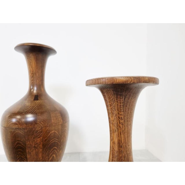 Brown Vintage Wooden Vases by Maurice Bonami, 1970s, Set of 3 For Sale - Image 8 of 10