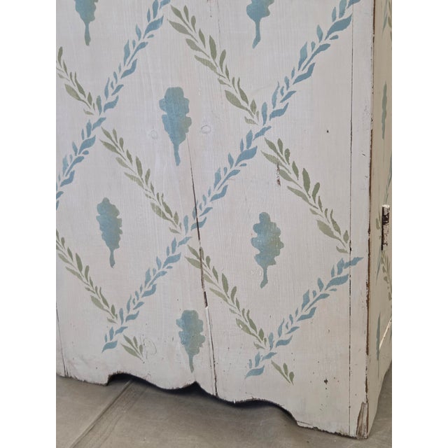 Antique Rustic Pine Two Door Cabinet With Distress Painted and Stenciled Surface For Sale - Image 17 of 18