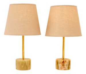 Mid-Century Modern Italian Onyx and Brass Table Lamps, Set of 2