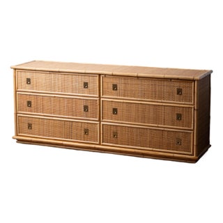Woven Rattan Dresser, Attributed to Dal Vera, 1970s For Sale