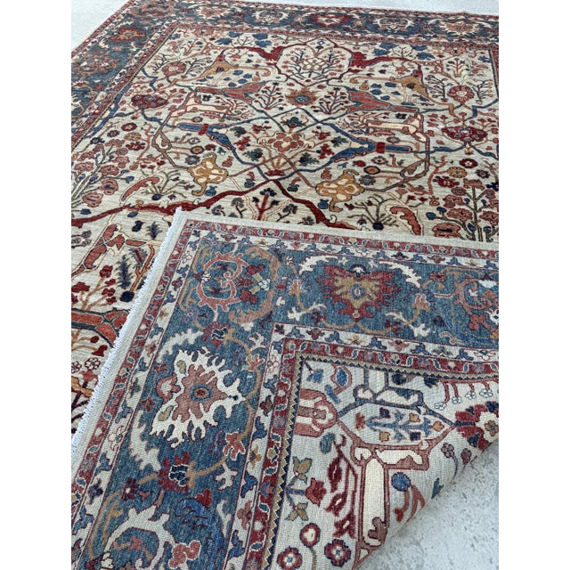 Ivory Ivory Blue Persian Bakhshaish Design Hand-Knotted Rug, 09'00 X 11'08 For Sale - Image 8 of 10
