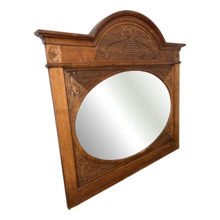 French Wall Mirror in Oak For Sale