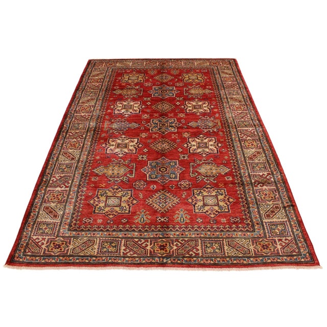 1990s 1990's Rustic Super Kazak Jenee Red/Tan Wool Rug - 4'10'' X 6'7'' For Sale In New York - Image 6 of 10
