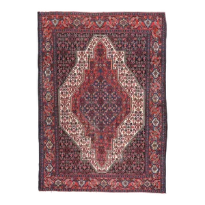 Antique Hand Knotted Persian Senneh Rug With Brilliant Color
