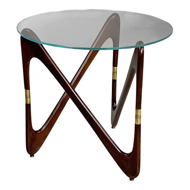 Mid-Century Modern Coffee Table in Glass and Wood, Italy, 1950s For Sale