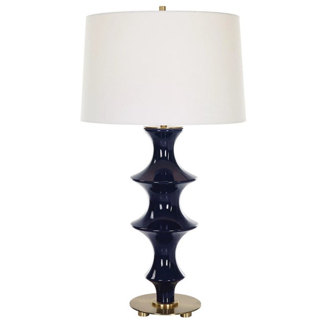 A Contemporary Tribute To Classic Chinoiserie, This Table Lamp's Fluted Base Is Formed From Sculpted Ceramic In A Rich...