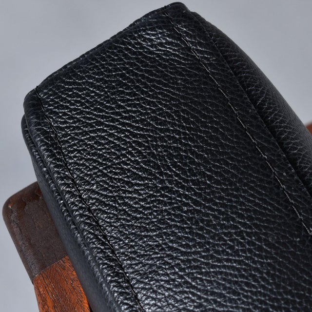 Wood Pair of Restored Moreddi 1950's Danish Teak Rocking Chairs in Black Leather For Sale - Image 7 of 13