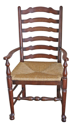 Vintage Ladder-Back Dining Chairs with Wicker Seats, 1970, Set of 8