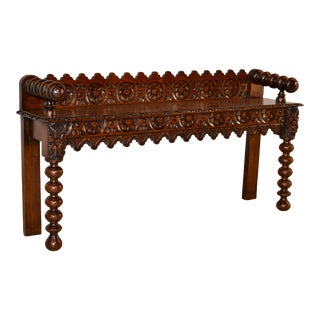 19th Century Carved Oak Window Seat For Sale