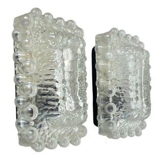 Bubble Glass Wall Sconces in the style of Helena Tynell, Germany, 1970s, Set of 2 For Sale