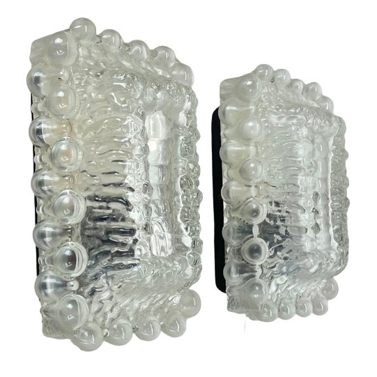 Bubble Glass Wall Sconces in the style of Helena Tynell, Germany, 1970s, Set of 2 For Sale