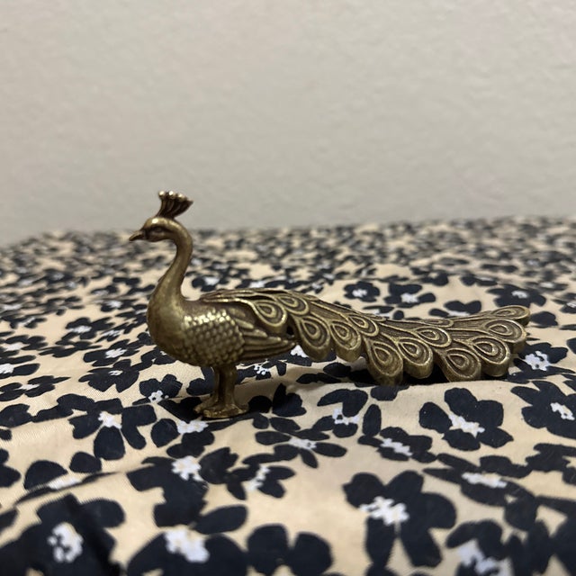 Vintage Brass Peacock Figurine For Sale In New Orleans - Image 6 of 6