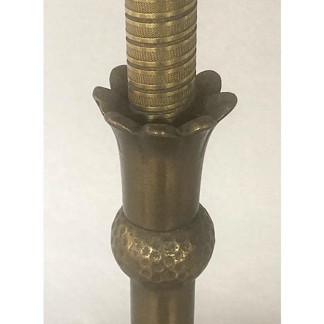 1910s Fine Rembrandt Bridge Floor Lamp, All Original, Arts & Crafts, Mission Style, Carnival Glass Shade For Sale In San Francisco - Image 6 of 9