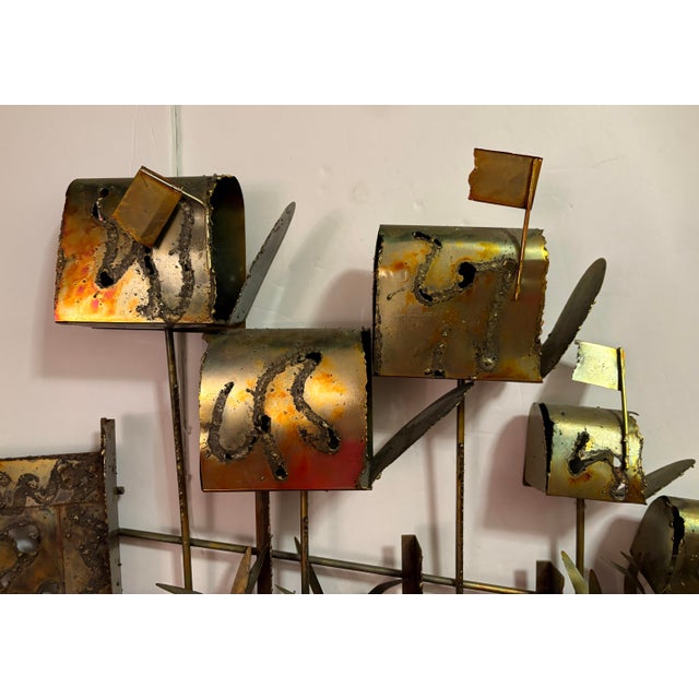 Metal Mid-Century Modern MCM Brutalist Metal Wall Sculpture in Curtis Jere Style For Sale - Image 7 of 8