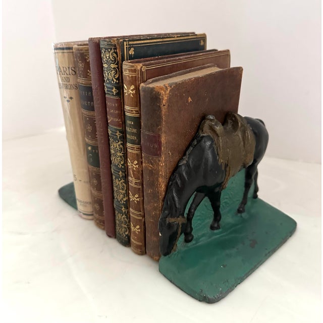 Farmhouse Pair of 1940’s Cast Iron Grazing Horse Bookends For Sale - Image 3 of 6