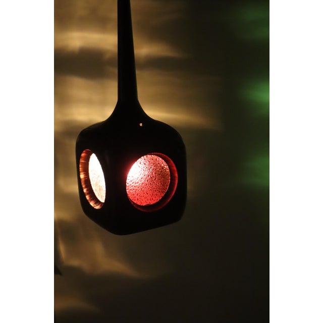 Mid-Century Modern Hanging Lamp with Stained Glass Panels, 1960s For Sale - Image 4 of 17