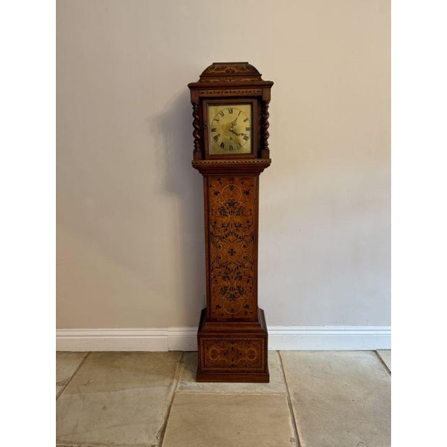 Edwardian Musical Inlaid Marquetry Grandmother Clock, 1900s, in Very Good conditions. Designed 1890 to 1919