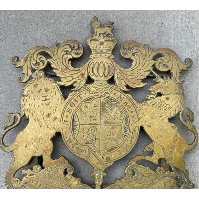 Mid 19th Century Rare Victorian Brass Adjustable Book Rest With British Royal Coat of Arms 1860 C For Sale - Image 5 of 15