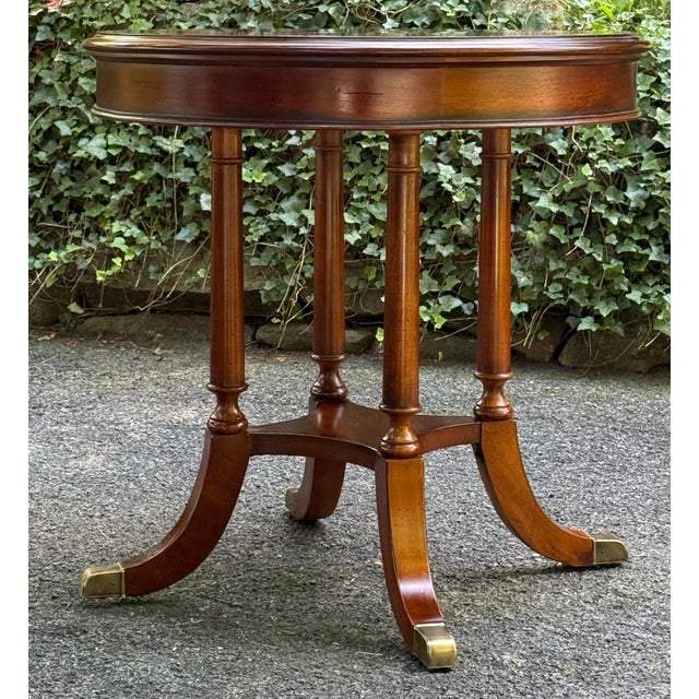 Traditional Vintage Solid Cherry Regency Round End Table For Sale - Image 3 of 9