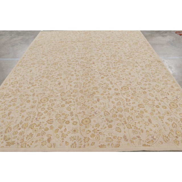 Traditional Rug & Kilim’s Tudor Style Rug in White With Beige-Brown Floral Patterns For Sale - Image 3 of 8