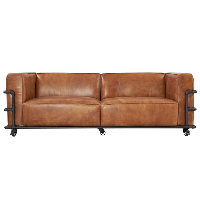 "Oh Henry! We are excited to introduce this Industrial Modern leather living room seating collection. The scale is perfect...