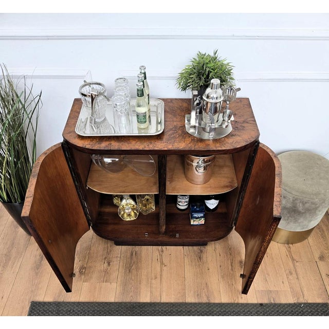 Mid-Century Modern Italian Bar Cabinet in Burl Wood, 1970s For Sale - Image 6 of 12