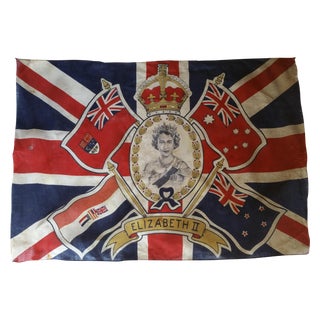 Queen Elizabeth 1953 Coronation Flag For Sale