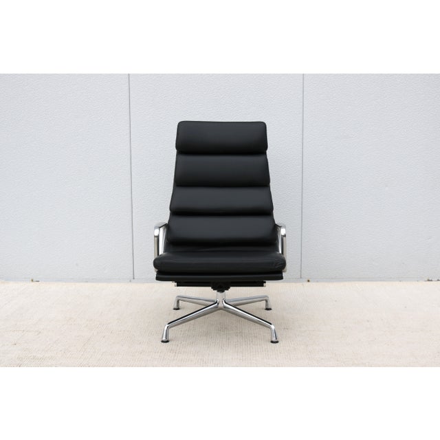 2020s Mid-Century Modern Herman Miller Eames Soft Pad Lounge Chair in Black Leather For Sale - Image 5 of 18