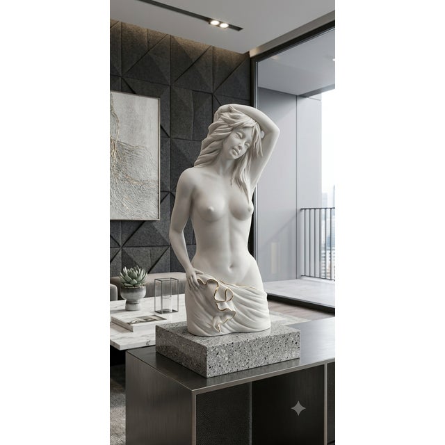 Style and Finish: Crafted from refined biscuit porcelain, a type of opaque, white ceramic without a glossy glaze,...