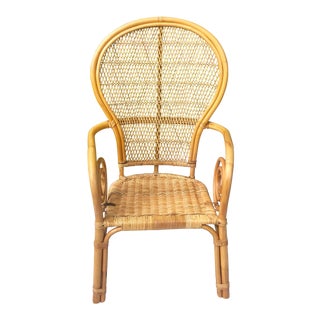 Vintage Bentwood Rattan Wicker and Bamboo Chair For Sale