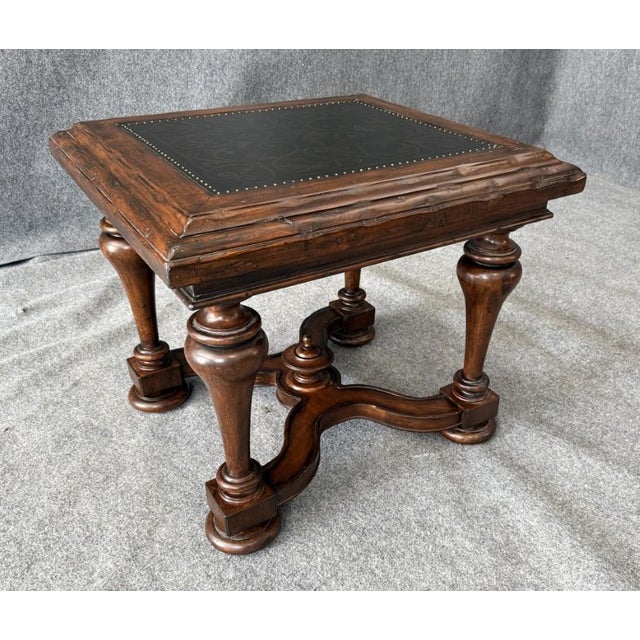 Bernhardt Bernhardt Side Table With Decorated Top and Wooden Base For Sale - Image 4 of 9