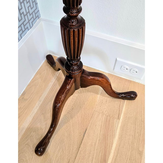 Mid-Century English Mahogany Brass Gallery Tripod Plant Stand / Drinks Table For Sale - Image 11 of 14
