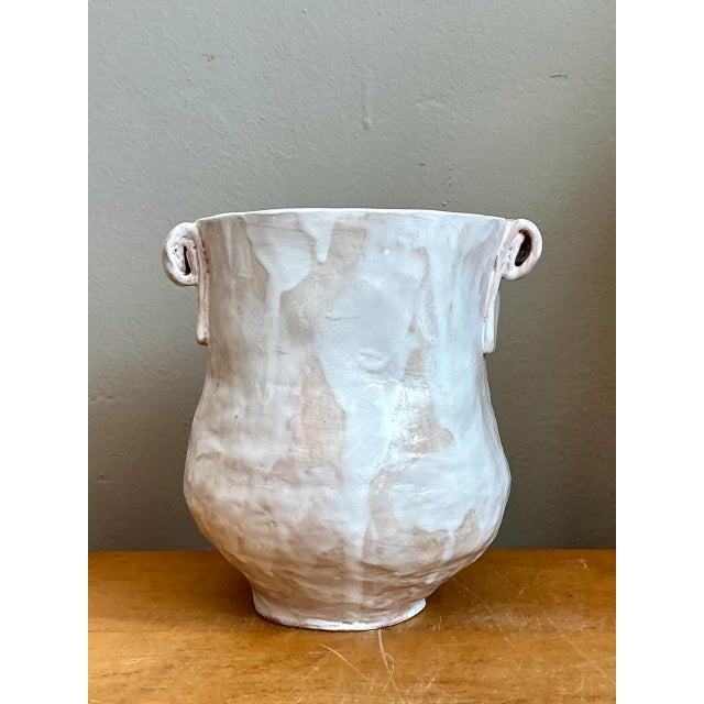 Vintage Biomorphic Ceramic Vase With Handles For Sale - Image 9 of 12