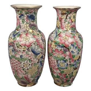 Chinese Ceramic Vases, 1940s, Set of 2 For Sale