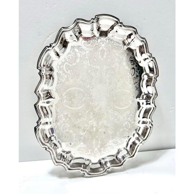 Antique Raimond Silverplate Engraved Gallery Tray, 1920s-1930s For Sale In Louisville - Image 6 of 12
