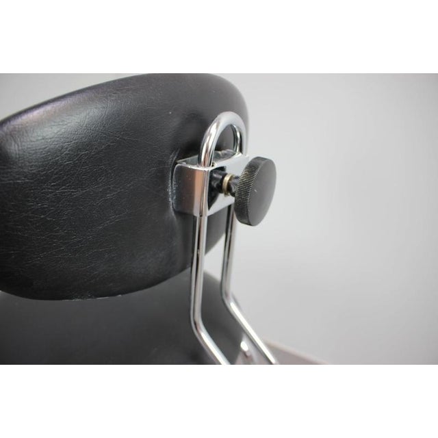 1980s Adjustable Chrome Swivel Office Chair on Casters, Czechoslovakia, 1980s For Sale - Image 5 of 13