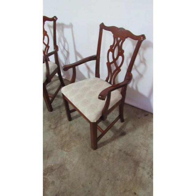 1980s Solid Mahogany Set Chippendale Dining Room Chairs For Sale - Image 15 of 15