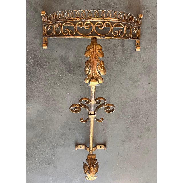 19th Pair of Gilded French Wrought Iron Console Tables For Sale - Image 4 of 18