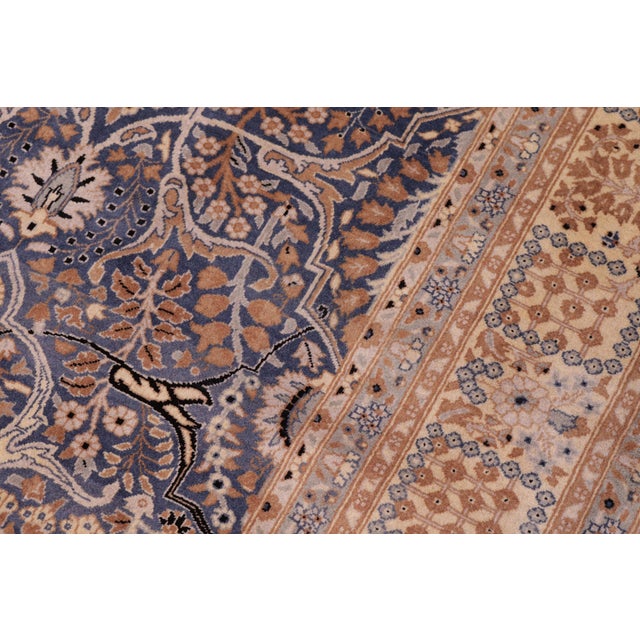 1990s Shabby Chic 1990's Pak-Persian Blue/Beige Wool Rug - 6'2'' X 8'8'' For Sale - Image 5 of 9