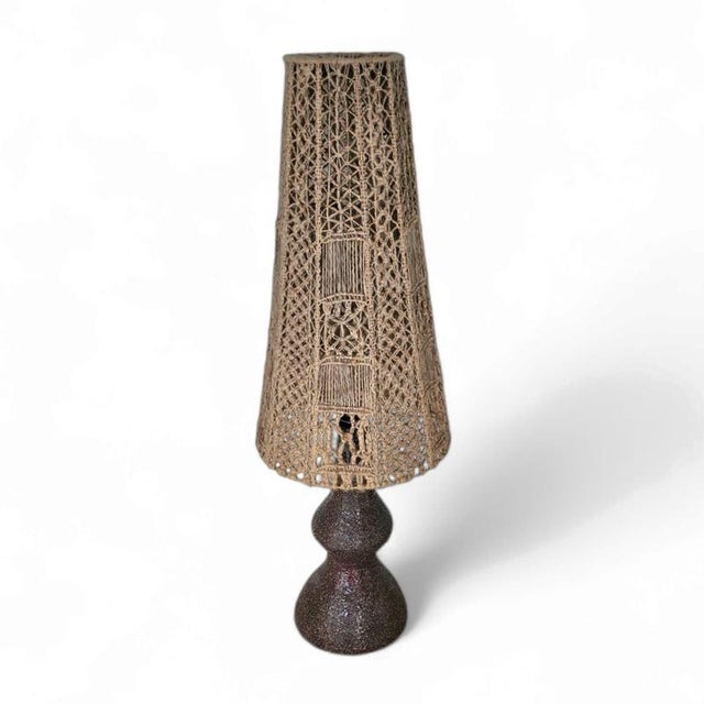 Ceramic / terracotta / macrame vase lamp 1970s Height 140Depth 40 cm