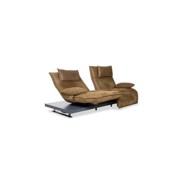 Free Motion Epos Leather Two-Seater Olive Green Mustard Electric Function Sofa from Koinor For Sale - Image 5 of 18
