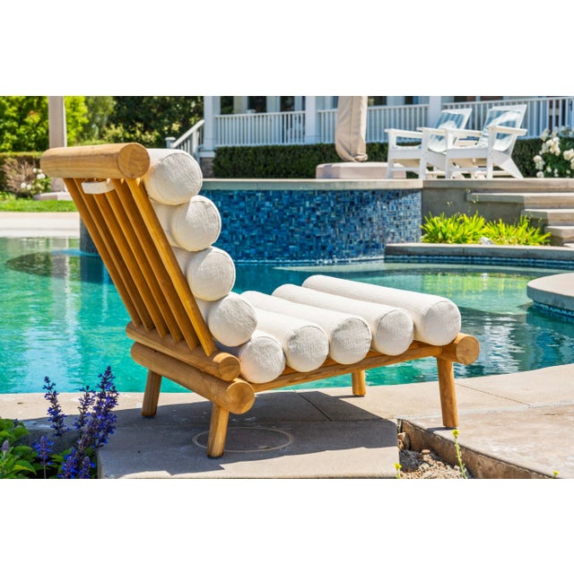 Rishon Teak Outdoor Lounge Chair – Alpine Modern Design in Sunbrella Canvas Black For Sale - Image 4 of 5