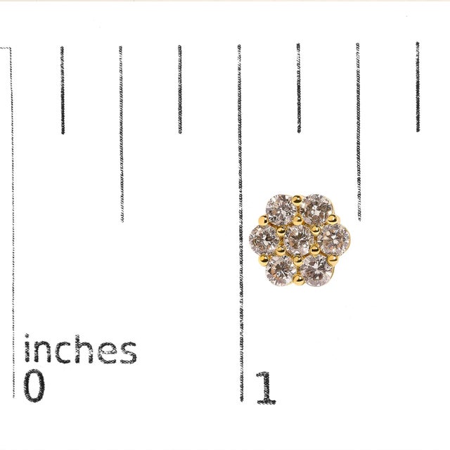Early 21st Century 14K Yellow Gold 3.0 Cttw Diamond Floral Cluster Stud Earring For Sale - Image 5 of 5