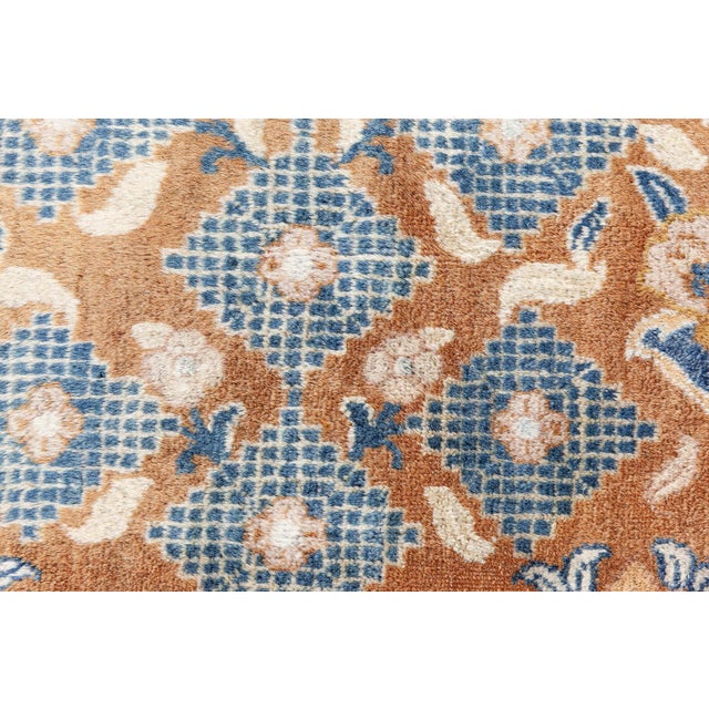 Authentic Persian Kirman Green Blue Brown Handmade Wool Rug For Sale - Image 10 of 10