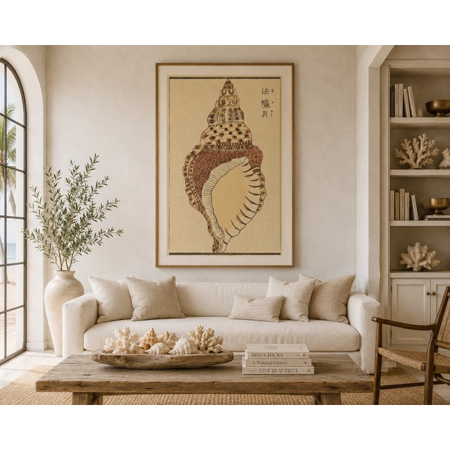 Vintage Japanese Shell, Woodblock Print Reproduction, 24" X 36" For Sale - Image 10 of 11