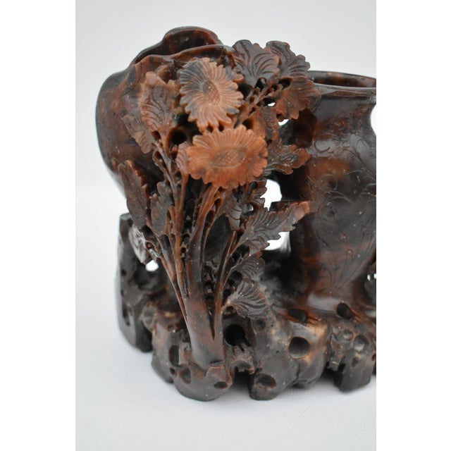 Stone Vintage Carved Ornate Soapstone Scultpure For Sale - Image 7 of 13