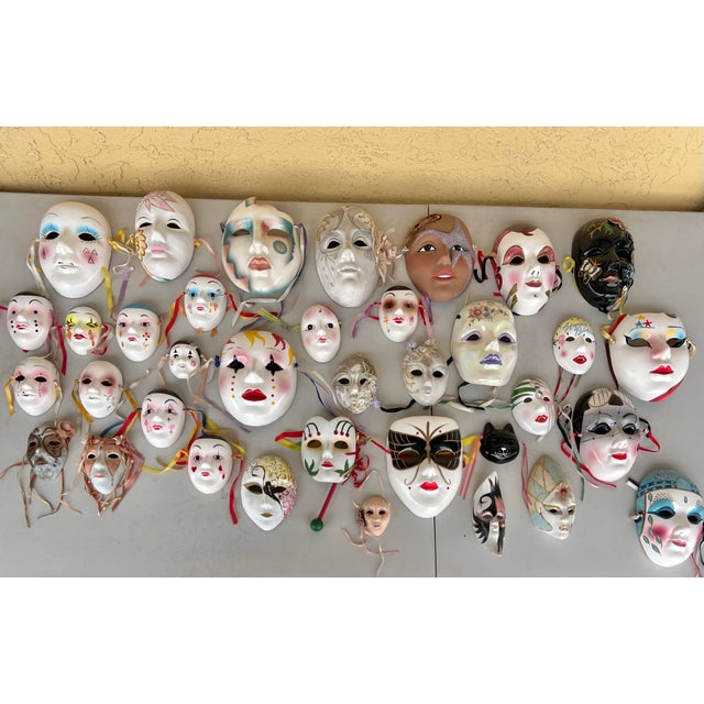 Vintage Mardi Gras Style Face Mask Wall Art Collection of 37 For Sale - Image 9 of 12
