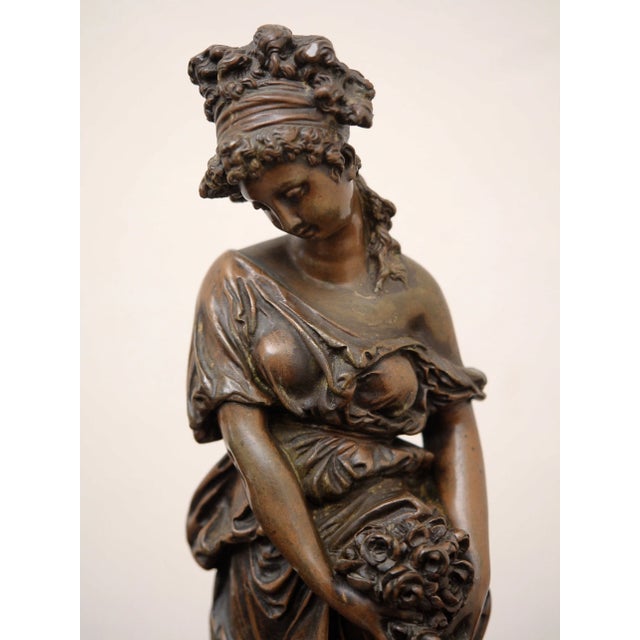 European Artist, Allegorical Young Woman Spring, 19th Century, Bronze For Sale - Image 3 of 11