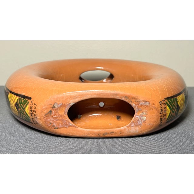 Circa 1970 Santa Maria De Jesus Ceresa Guatemala Pottery Terracotta Standing Ring Vase For Sale In New Orleans - Image 6 of 8